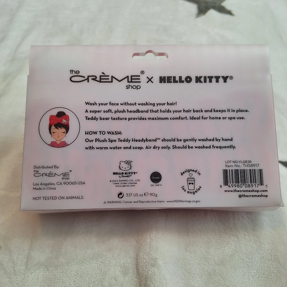 Creme Shop x Hello‎ Kitty RED GINGHAM PLUSH SPA HEADBAND *Limited Edition* - New